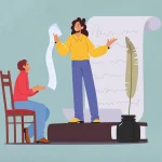 Християнські вірші. Дівчина читає вірші хлопцю з трибуни. Ісус Христос є Любов