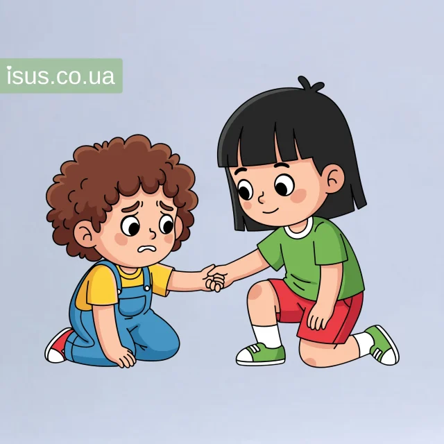 divchynka dopomagaye khlopchyku result